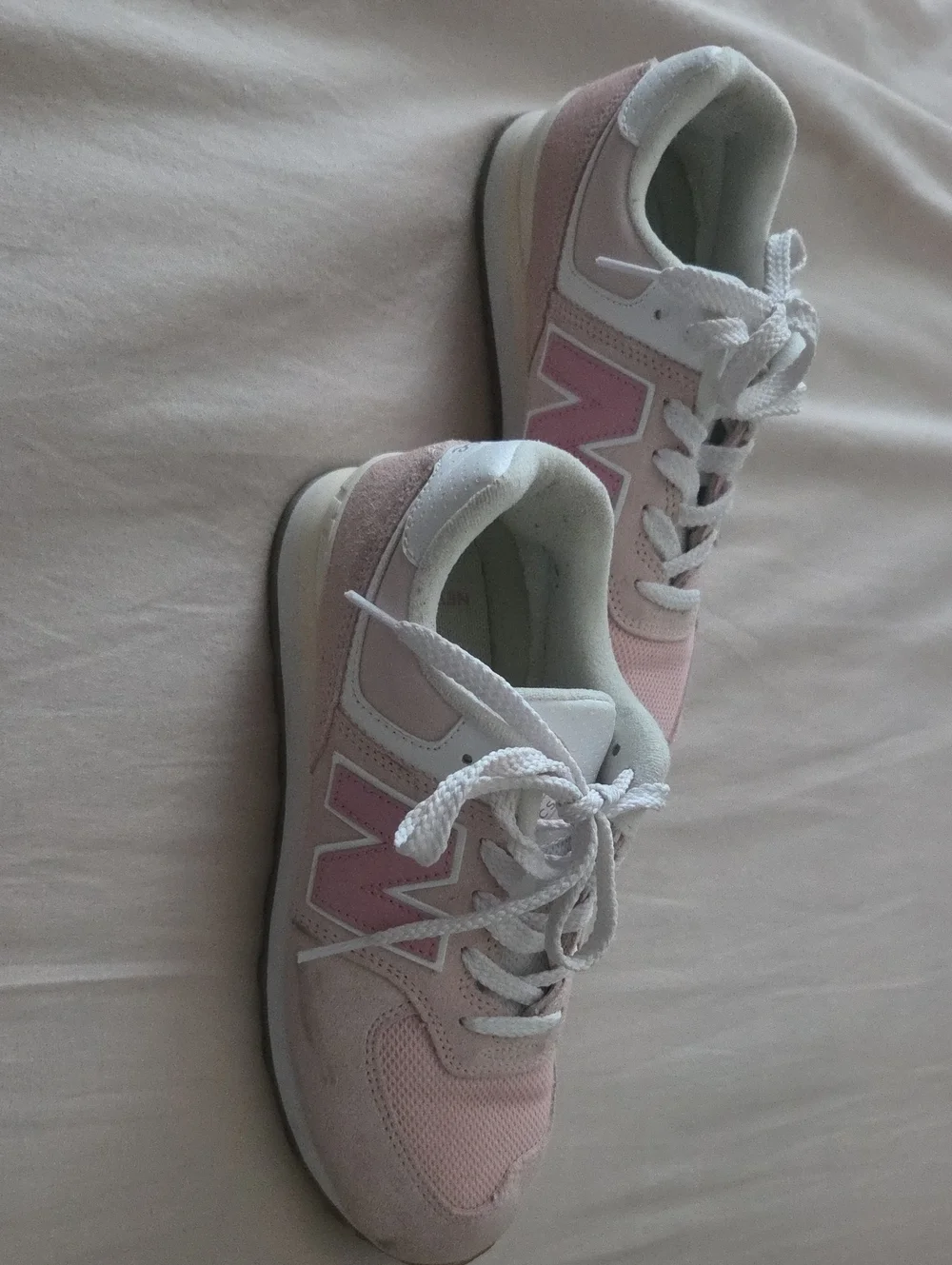 New Balance Kids Pink and White Lace-Up Sneakers